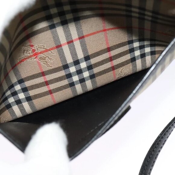 Burberrys Nova Check Shoulder Bag Canvas Beige Gold Authentic - Picture 6 of 13